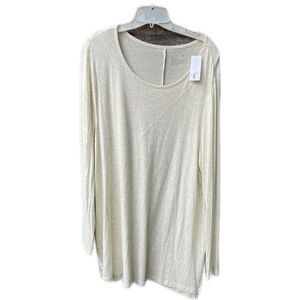 Liv 14/16 oatmeal scoop neck lightweight semi sheer tunic
